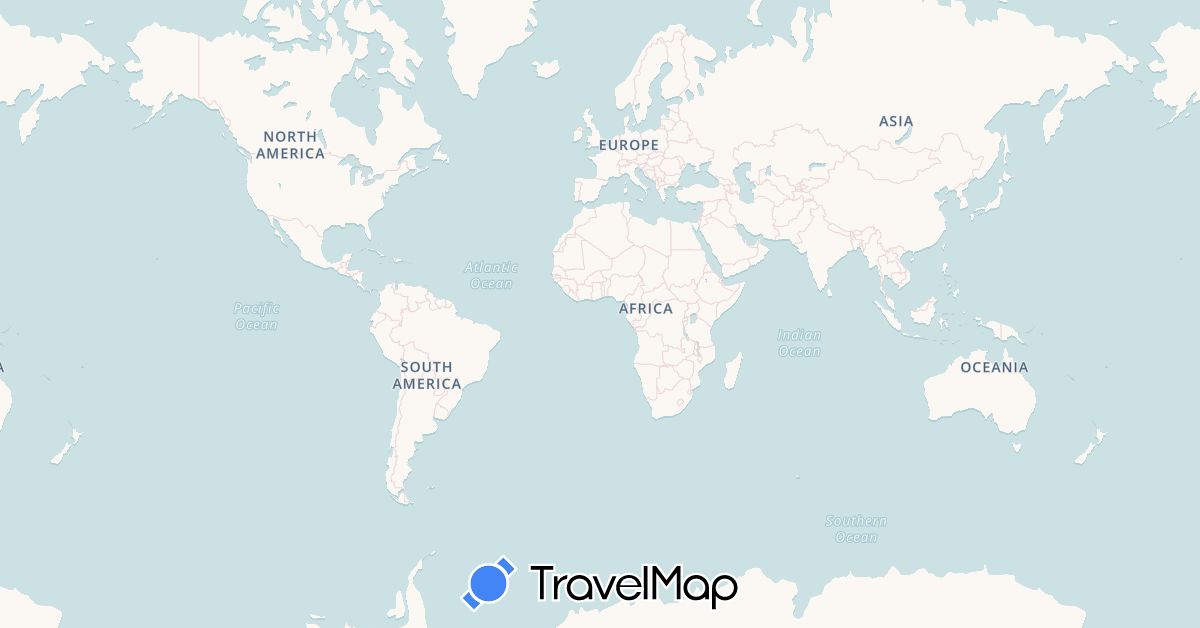 TravelMap itinerary: driving, bus, plane, train, hiking, boat in Argentina, Bolivia, Brazil, Chile, Dominican Republic, Mexico, Peru, Uruguay (North America, South America)